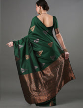 Load image into Gallery viewer, Supernal Green Soft Silk Saree With Incomparable Blouse Piece ClothsVilla