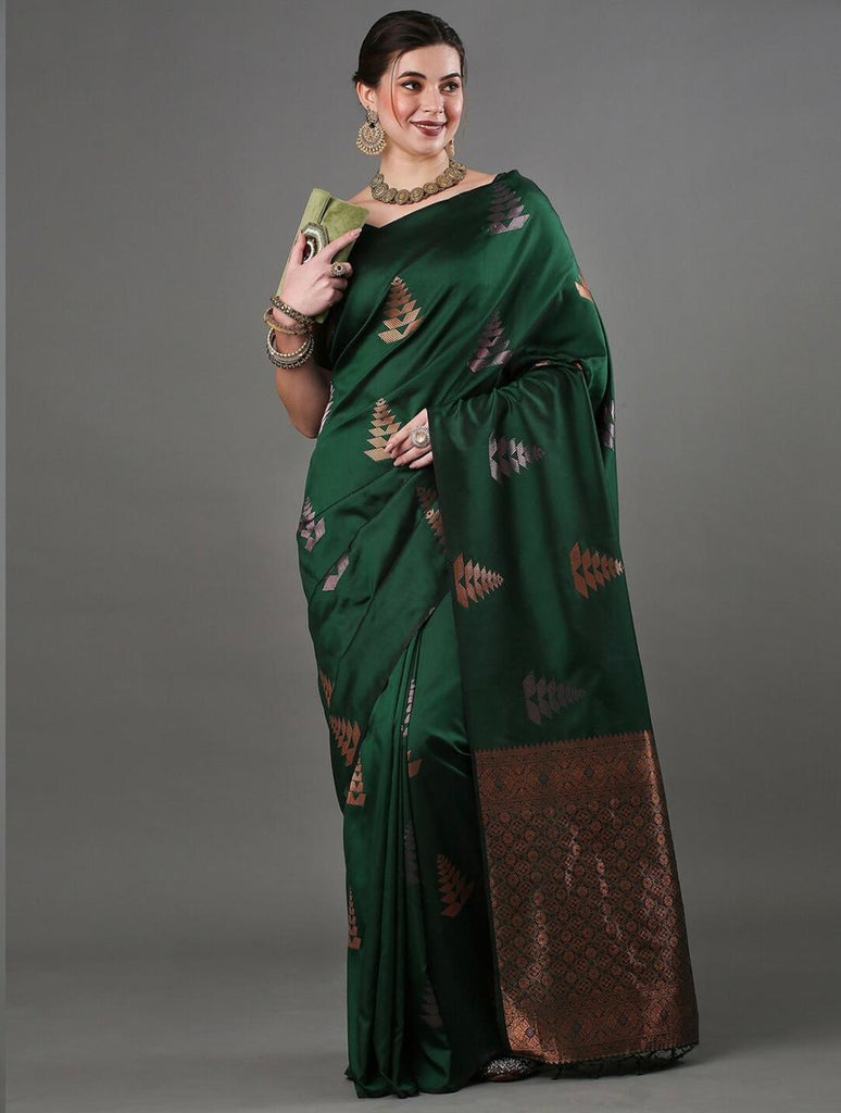 Supernal Green Soft Silk Saree With Incomparable Blouse Piece ClothsVilla