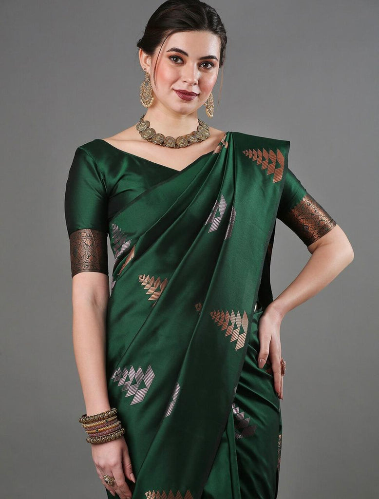 Supernal Green Soft Silk Saree With Incomparable Blouse Piece ClothsVilla
