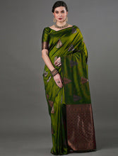 Load image into Gallery viewer, Intricate Mahndi Soft Silk Saree With Hypnotic Blouse Piece ClothsVilla