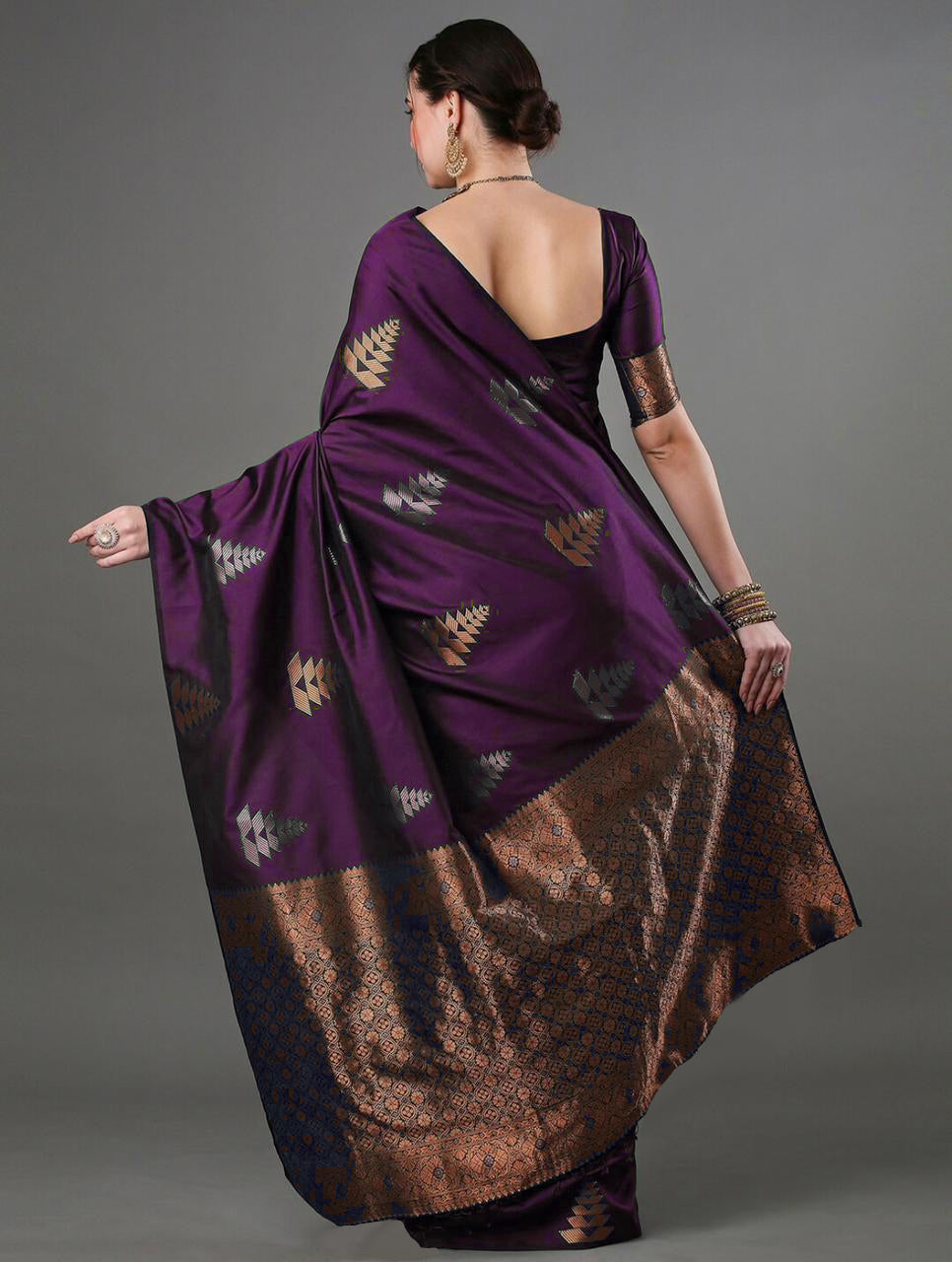 Dazzling Purple Soft Silk Saree With Wonderful Blouse Piece ClothsVilla