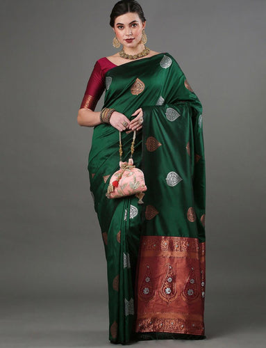 Classy Green Soft Silk Saree With Extraordinary Blouse Piece ClothsVilla