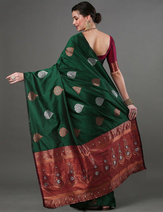 Classy Green Soft Silk Saree With Extraordinary Blouse Piece ClothsVilla