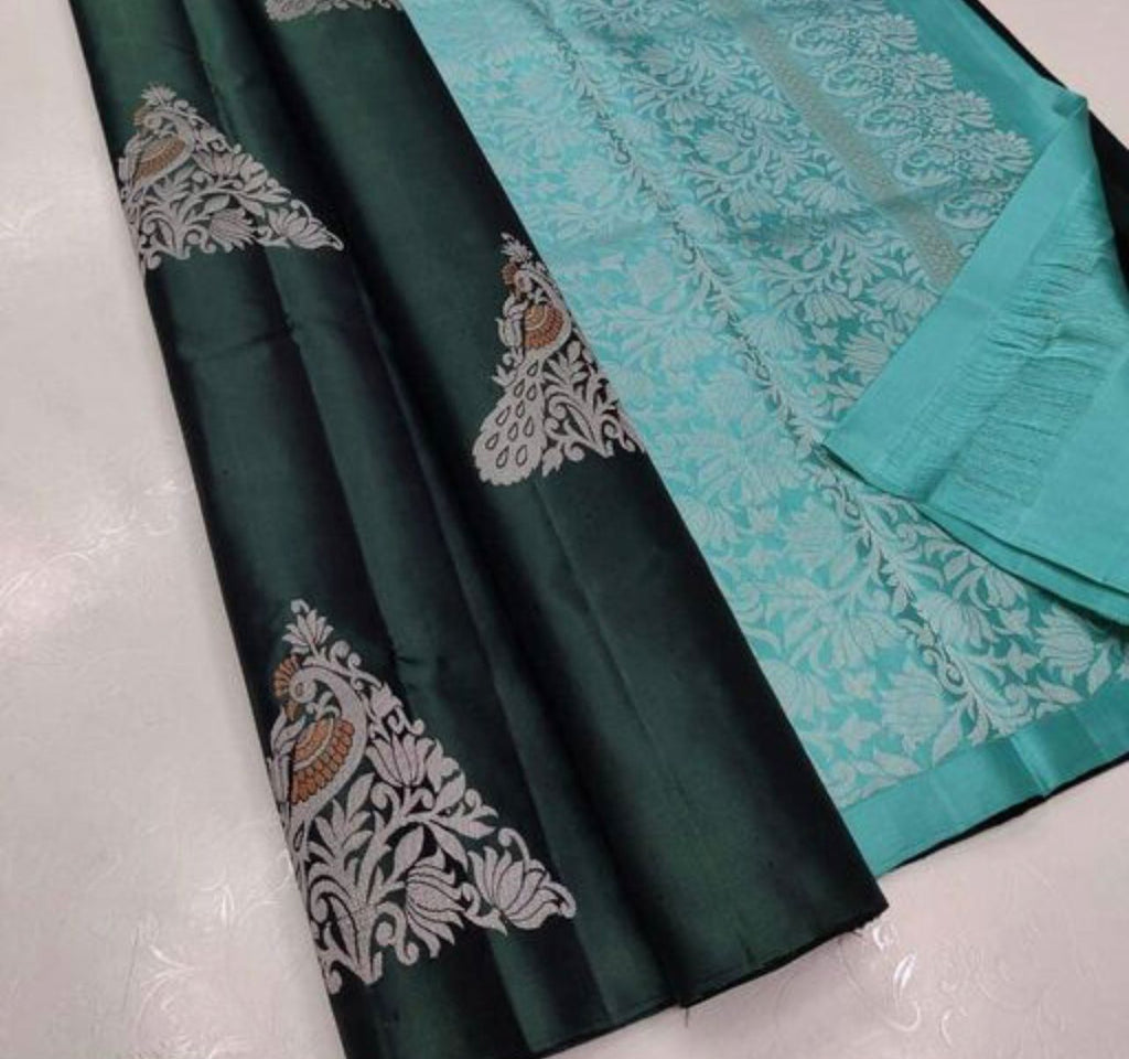 Classy Green Soft Silk Saree With Precious Blouse Piece ClothsVilla