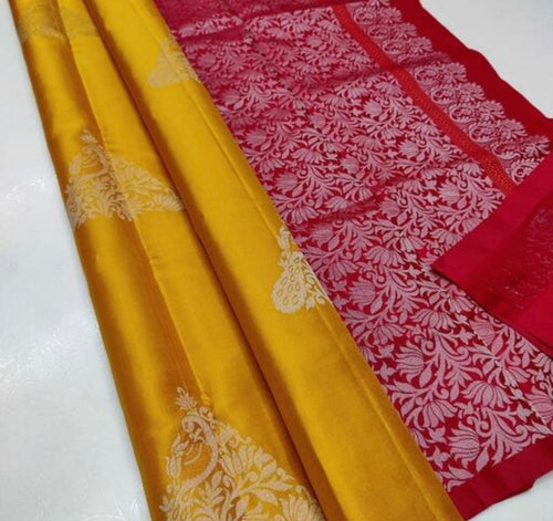 Extraordinary Mustard Soft Silk Saree With Lovely Blouse Piece ClothsVilla