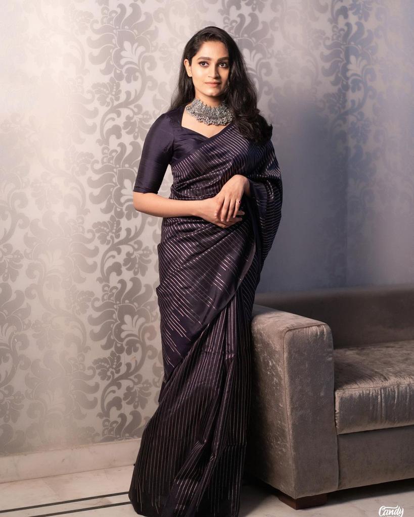 Stylish Black Soft Silk Saree With Sensational Blouse Piece ClothsVilla