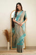 Load image into Gallery viewer, Scintilla Turquoise Soft Silk Saree With Vestigial Blouse Piece ClothsVilla