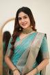 Load image into Gallery viewer, Scintilla Turquoise Soft Silk Saree With Vestigial Blouse Piece ClothsVilla