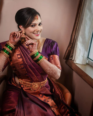Gratifying Purple Soft Silk Saree With Splendiferous Blouse Piece ClothsVilla