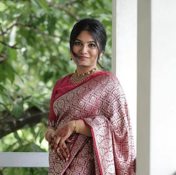 Snazzy Wine Soft Silk Saree With Luxuriant Blouse Piece ClothsVilla