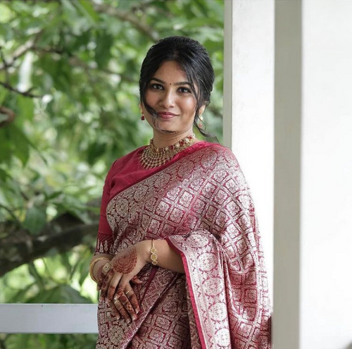 Snazzy Wine Soft Silk Saree With Luxuriant Blouse Piece ClothsVilla