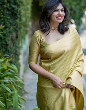 Load image into Gallery viewer, Elaborate Yellow Soft Silk Saree With Proficient Blouse Piece ClothsVilla