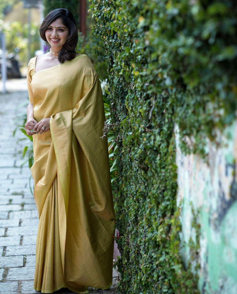 Elaborate Yellow Soft Silk Saree With Proficient Blouse Piece ClothsVilla
