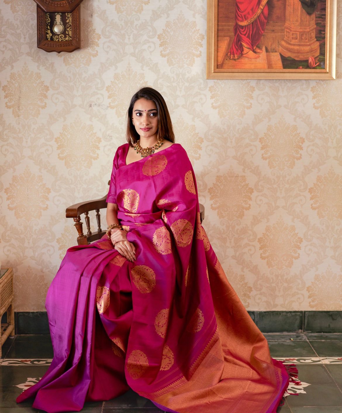 Mesmerising Dark Pink Soft Silk Saree With Skinny Blouse Piece ClothsVilla