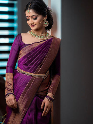 Stylish Purple Soft Silk Saree With Outstanding Blouse Piece ClothsVilla