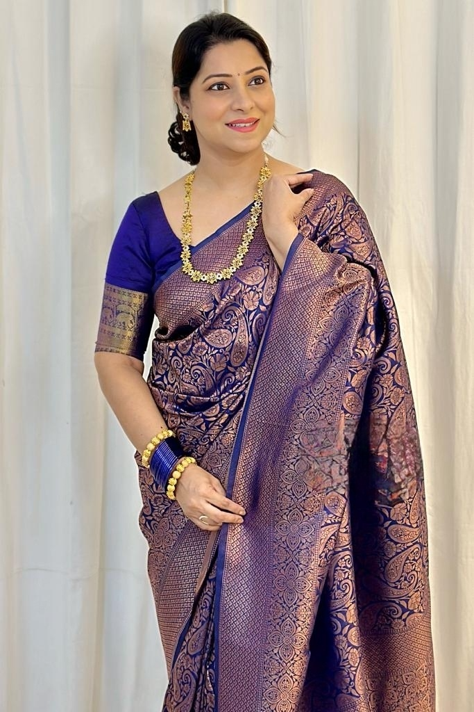Staggering Blue Soft Silk Saree With Felicitous Blouse Piece ClothsVilla