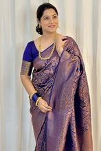 Load image into Gallery viewer, Staggering Blue Soft Silk Saree With Felicitous Blouse Piece ClothsVilla