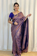 Load image into Gallery viewer, Staggering Blue Soft Silk Saree With Felicitous Blouse Piece ClothsVilla