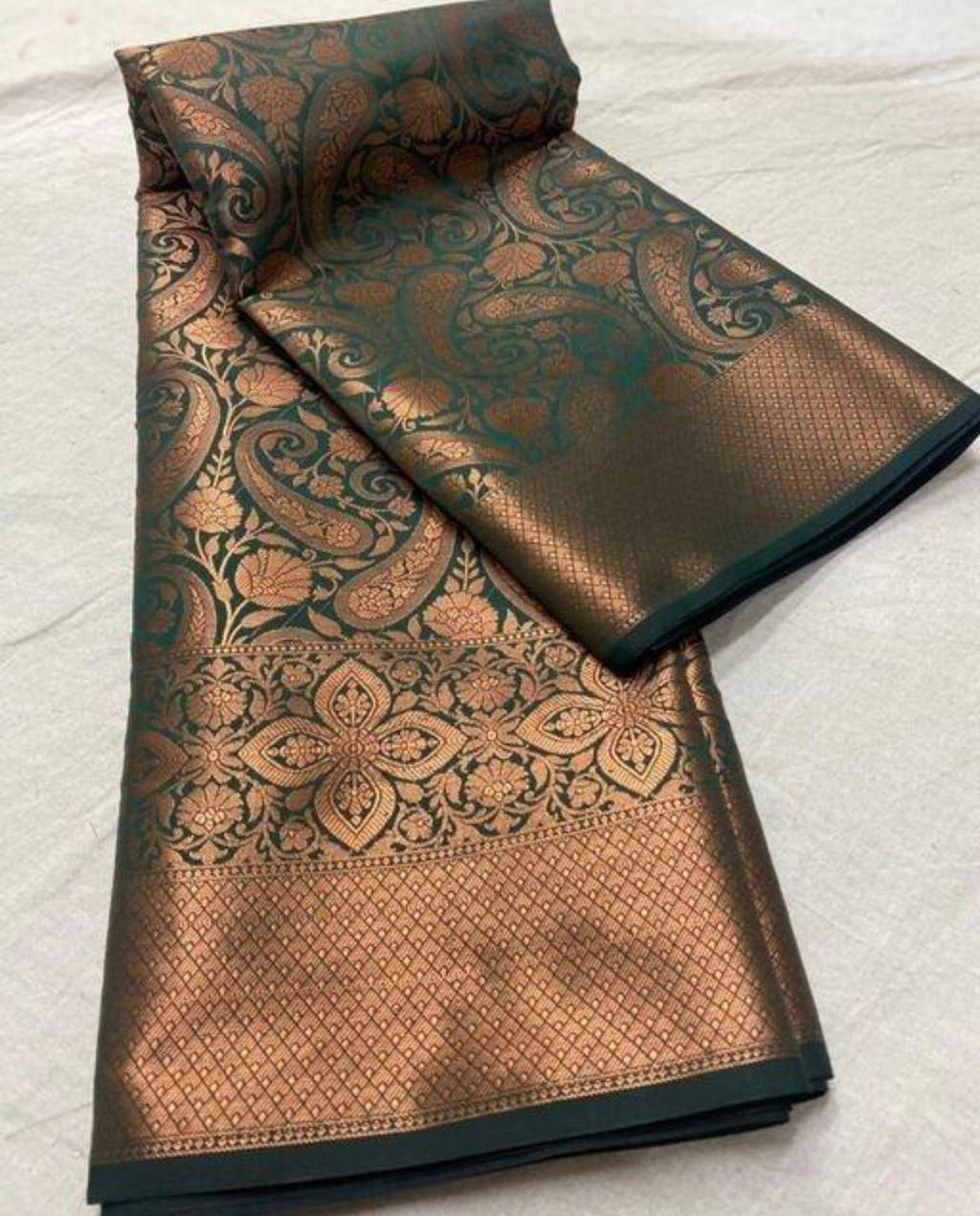 Beleaguer Green Soft Silk Saree With Elision Blouse Piece ClothsVilla