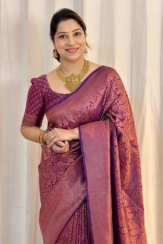 Incredible Purple Soft Silk Saree With Fragrant Blouse Piece ClothsVilla