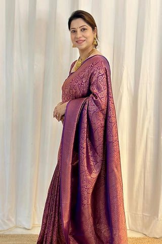 Incredible Purple Soft Silk Saree With Fragrant Blouse Piece ClothsVilla