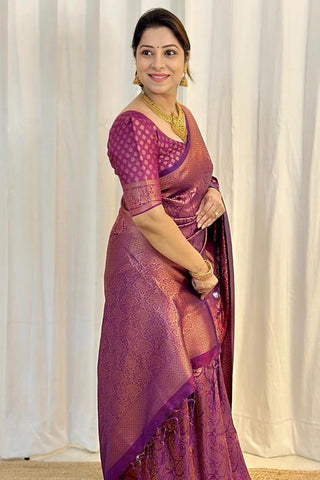 Incredible Purple Soft Silk Saree With Fragrant Blouse Piece ClothsVilla