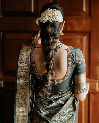 Traditional Dark Green Soft Silk Saree With Hypnotic Blouse Piece ClothsVilla