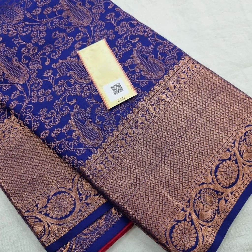 Tempting Blue Soft Silk Saree With Supernal Blouse Piece ClothsVilla