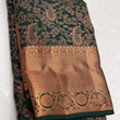 Load image into Gallery viewer, Woebegone Dark Green Soft Silk Saree With Serendipity Blouse Piece ClothsVilla