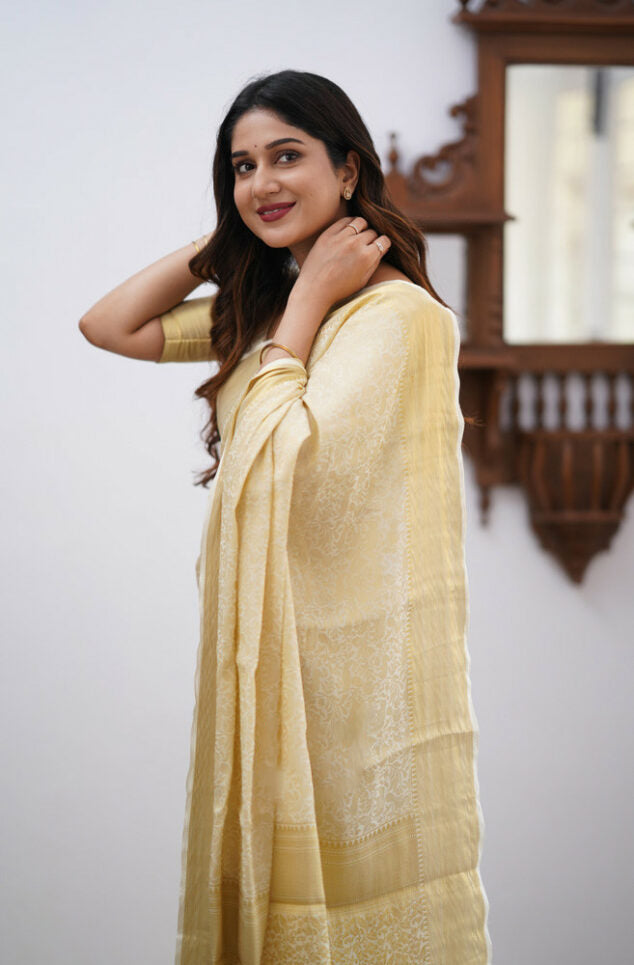 Amiable Beige Soft Silk Saree With Imaginative Blouse Piece ClothsVilla