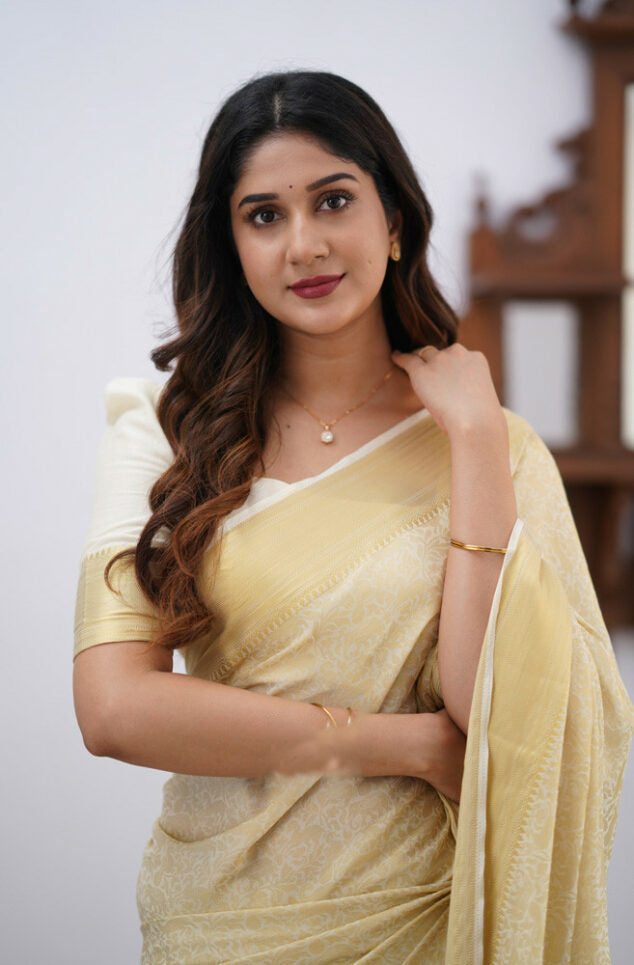 Amiable Beige Soft Silk Saree With Imaginative Blouse Piece ClothsVilla