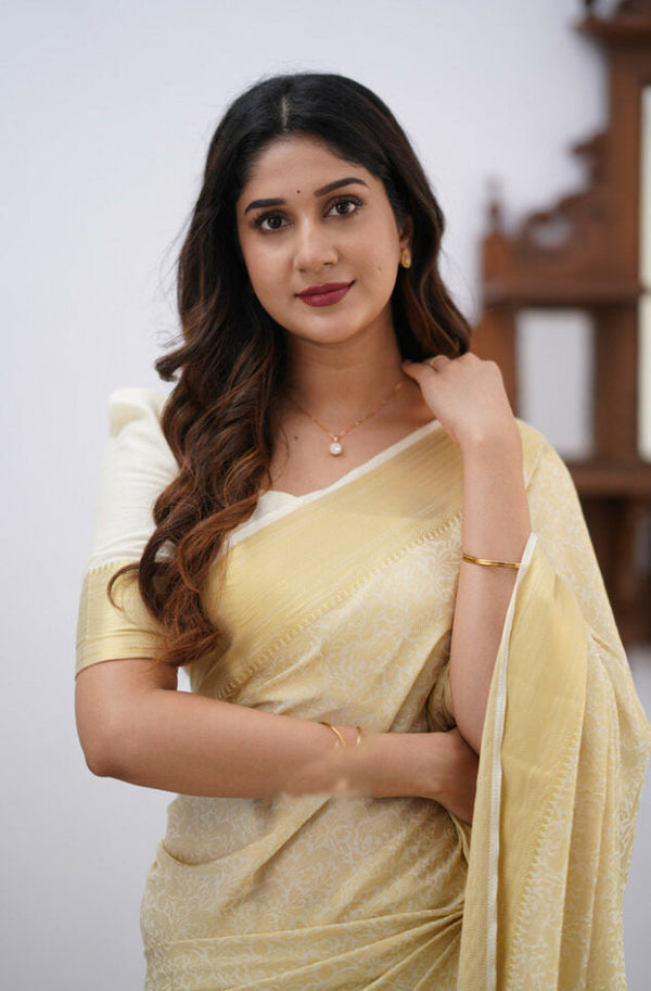 Amiable Beige Soft Silk Saree With Imaginative Blouse Piece ClothsVilla