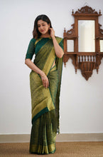 Load image into Gallery viewer, Pleasurable Dark Green Soft Silk Saree With Petrichor Blouse Piece ClothsVilla