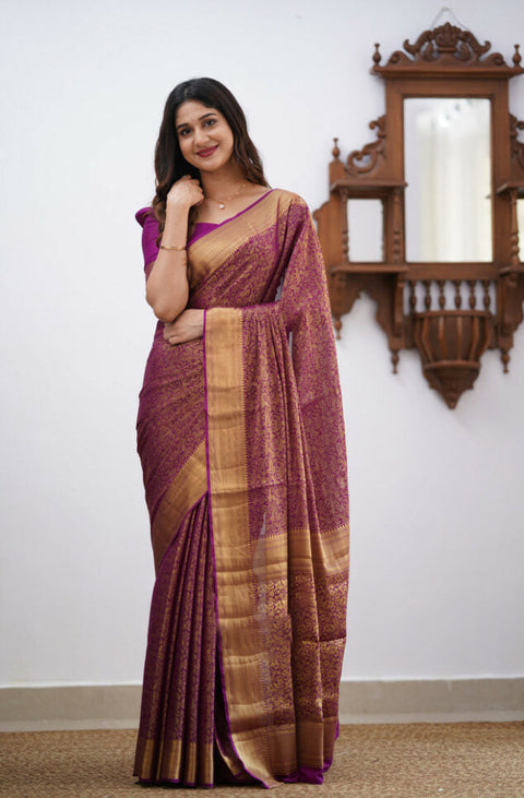 Evocative Purple Soft Silk Saree With Demesne Blouse Piece ClothsVilla Main image