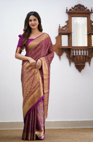 Evocative Purple Soft Silk Saree With Demesne Blouse Piece ClothsVilla