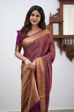 Load image into Gallery viewer, Evocative Purple Soft Silk Saree With Demesne Blouse Piece ClothsVilla