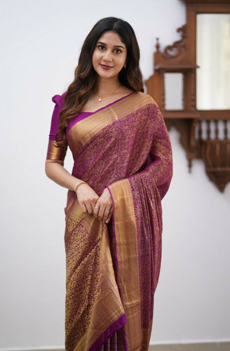 Evocative Purple Soft Silk Saree With Demesne Blouse Piece ClothsVilla