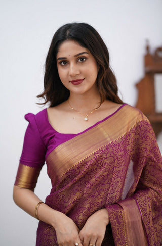 Evocative Purple Soft Silk Saree With Demesne Blouse Piece ClothsVilla