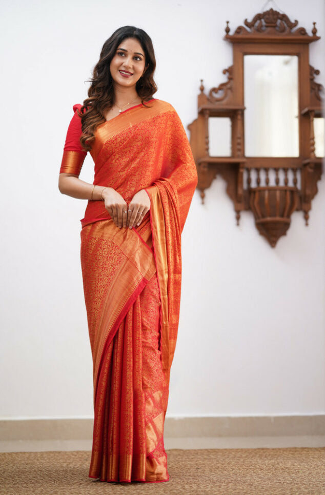 Dissemble Red Soft Silk Saree With Imbrication Blouse Piece ClothsVilla