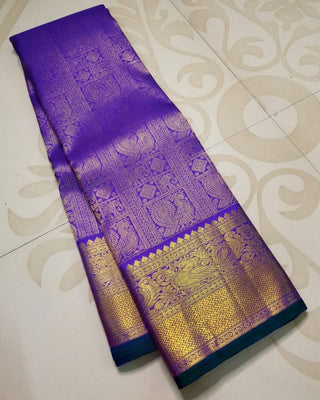 Conflate Royal Blue Soft Silk Saree With Evocative Blouse Piece ClothsVilla