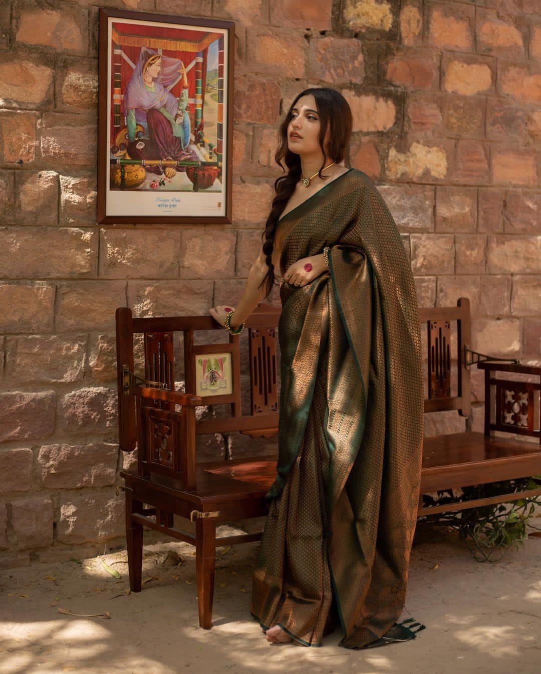 Smashing Dark Green Soft Silk Saree With Snazzy Blouse Piece ClothsVilla