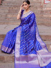 Load image into Gallery viewer, Improbable Blue Soft Silk Saree With Glittering Blouse Piece ClothsVilla