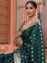 Load image into Gallery viewer, Elision Green Soft Silk Saree With Demesne Blouse Piece ClothsVilla