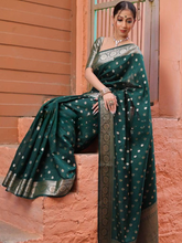 Load image into Gallery viewer, Elision Green Soft Silk Saree With Demesne Blouse Piece ClothsVilla