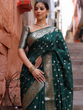 Load image into Gallery viewer, Elision Green Soft Silk Saree With Demesne Blouse Piece ClothsVilla