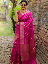 Load image into Gallery viewer, Epiphany Dark Pink Soft Silk Saree With Eloquence Blouse Piece ClothsVilla