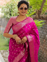 Load image into Gallery viewer, Epiphany Dark Pink Soft Silk Saree With Eloquence Blouse Piece ClothsVilla