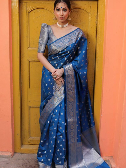 Transcendent Rama Soft Silk Saree With Tremendous Blouse Piece ClothsVilla Main image