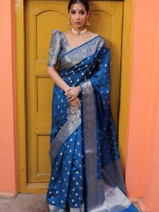 Transcendent Rama Soft Silk Saree With Tremendous Blouse Piece ClothsVilla