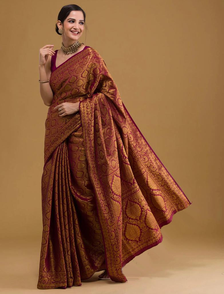 Fancifull Red Soft Silk Saree With Blissful Blouse Piece ClothsVilla Main image